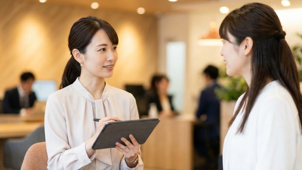 売却希望時期を明確にして不動産会社に伝える。要望を細かくヒアリングし、最適なスケジュールを提案するスタッフ。