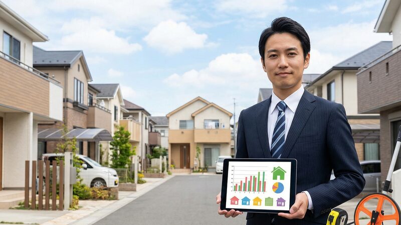 専門家による不動産価格の査定結果を示している様子をイメージ。