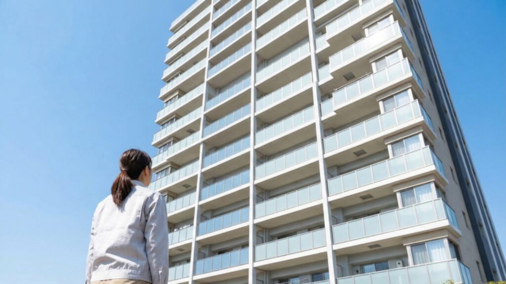 離婚に伴い売却や査定を検討している分譲マンション。自身の住まいを振り返る様子。