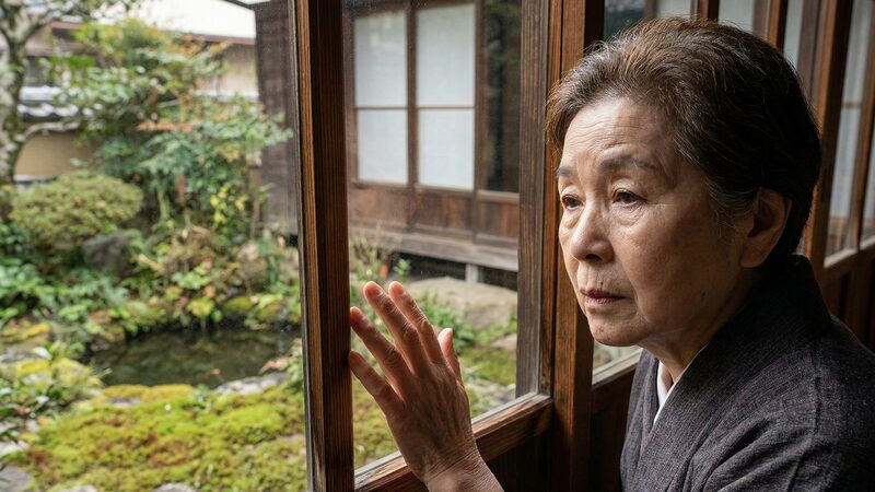 自宅売却の正しい判断基準に悩み、住み慣れた家を最後まで売ってはいけない理由について考えながら庭を見つめるシニア女性